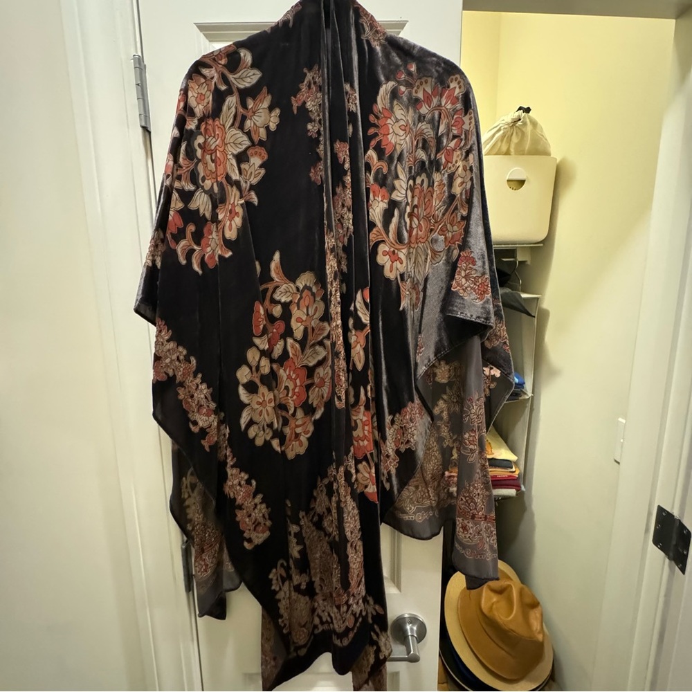 Anthropologie Red and Gray Wrap with Luxurious Texture
